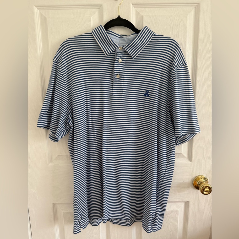 Brooks Brothers Navy and White Striped Polo Shirt